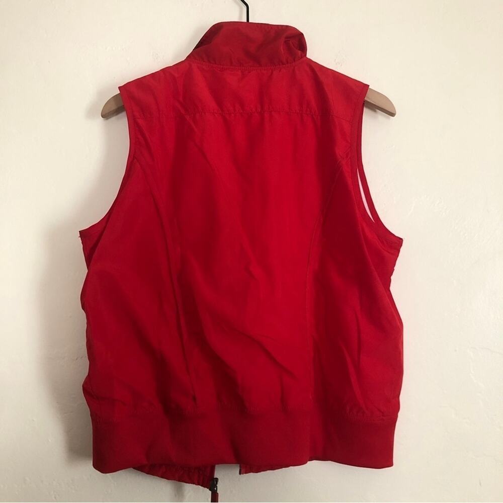 Oleg Cassini Sport Red Quilted Black Sleeveless Windbreaker Vest Jacket Large - Picture 10 of 10